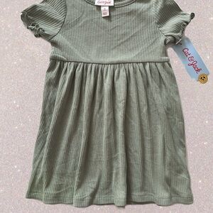 Cat & Jack Light Olive Ribbed Casual Dress.